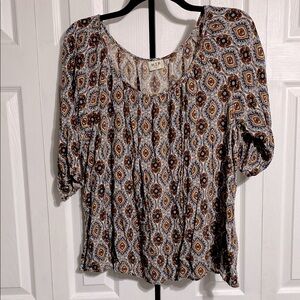 HIP Patterned Lightweight floral 3/4 Sleeve Top Shirt Blouse size 2X